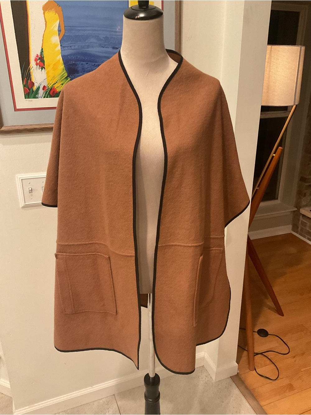 Jayley Cashmere/Wool Brown Open-Front Poncho